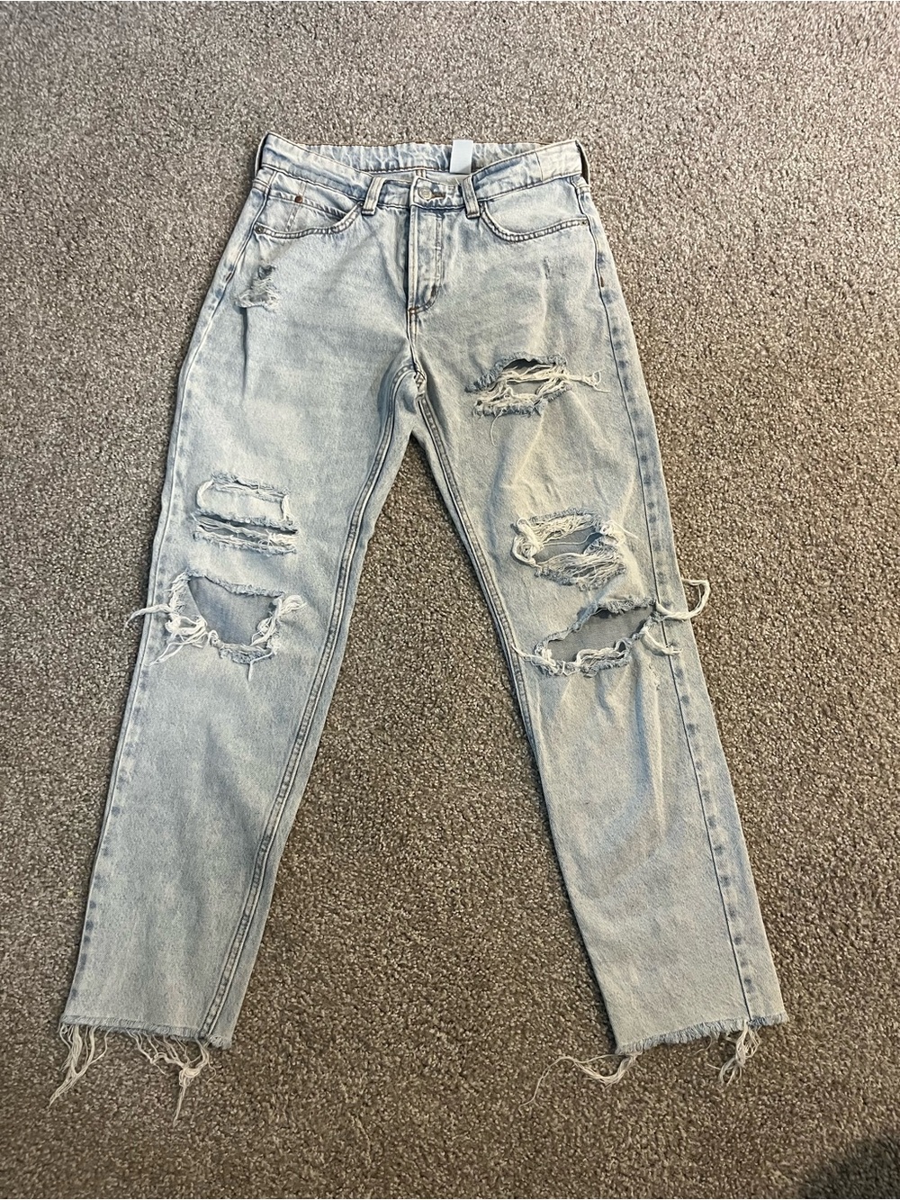 High-Rise Light Wash Distressed Jeans